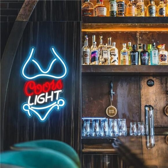 Coors LIGHT Beer Bikini LED Neon Sign Wall Decor Man Cave Restaurant Bar - Picture 4 of 7